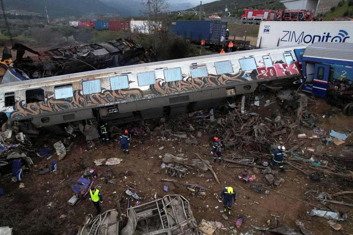 Emergency service workers were at the scene of a train collision in northern Greece, which killed at least 29 people. At least 85 others were injured when a passenger train crashed into an oncoming freight train near Tempe
