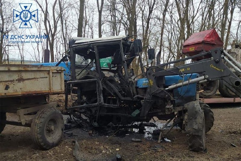 Una persona va resultar ferida com a conseqüència de l'explosió d'una mina terrestre al poble de Skorinets, a la regió de Txernihiv