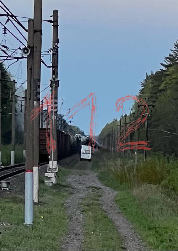 В Брянской области России грузовой поезд сошел с рельсов