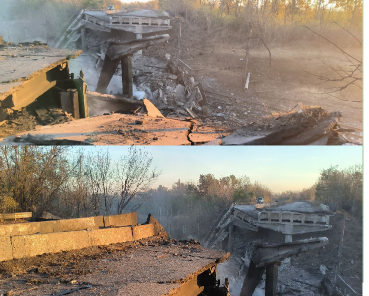 Most srušen između Horlivka i Yasynuvata kao rezultat mogućeg raketnog udara