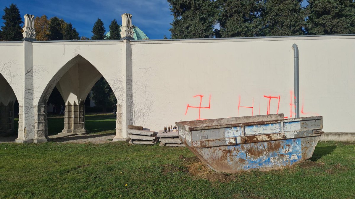 Vienna: During the night a fire was set on the Jewish part of the central cemetery (IV Gate). The anteroom of the ceremonial hall burned out. Swastikas were sprayed on exterior walls. No people were injured. The fire department and police are investigating