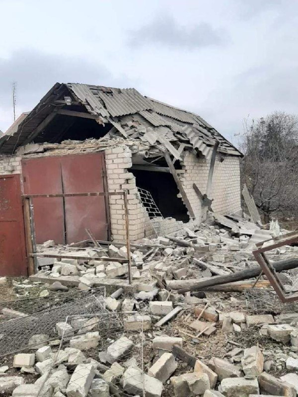 Разрушения в Куркаховка в резултат на обстрел