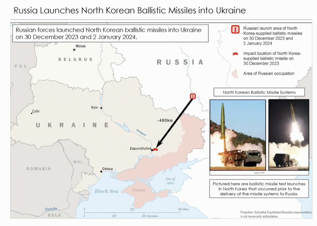 Joi, purtătorul de cuvânt al Casei Albe, John Kirby, a dezvăluit o hartă care arată unde Rusia a lansat rachetele nord-coreene în Ucraina (lângă Zaporizhzhia). „Așteptăm că Rusia va folosi rachete nord-coreene suplimentare pentru a viza infrastructura civilă a Ucrainei, a spus Kirby
