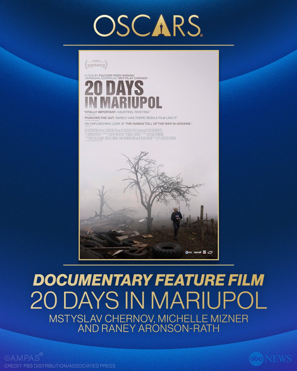@TheAcademy apdovanojimas už dokumentinį vaidybinį filmą atitenka „20 dienų Mariupolyje