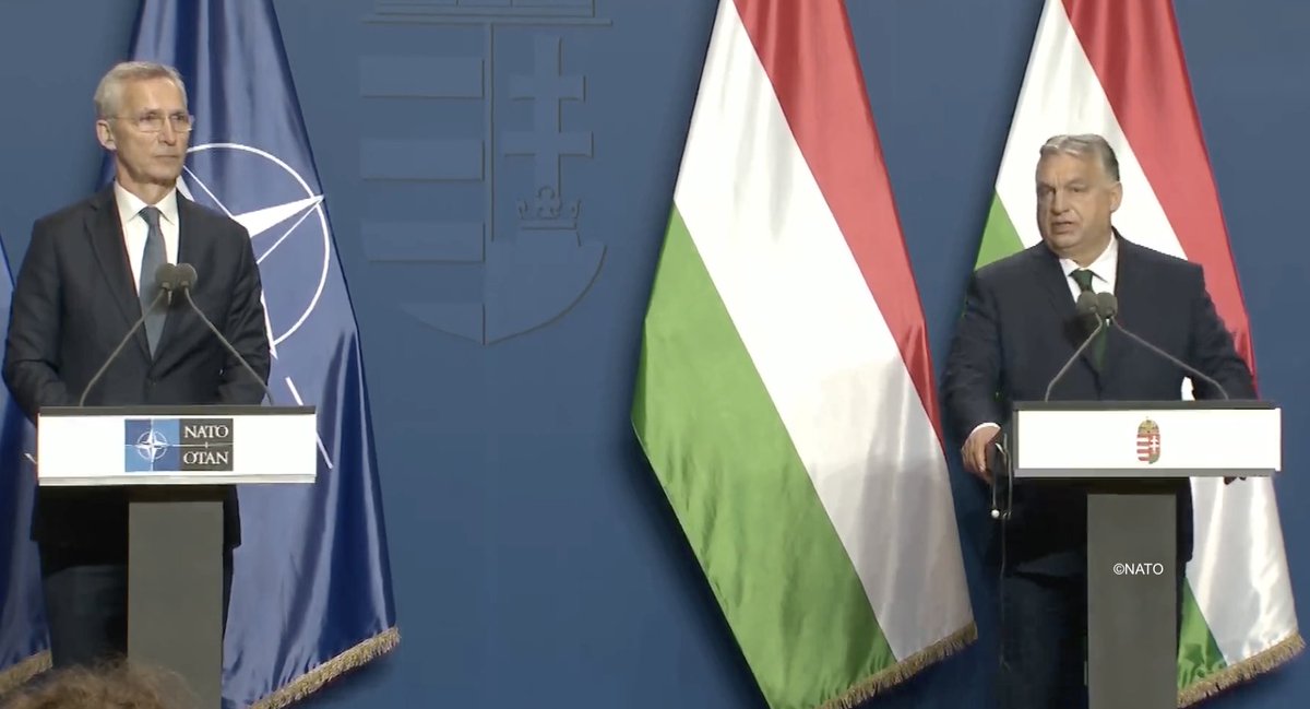 Secretarul general al NATO Stoltenberg i-a reconfirmat premierului Orban că Budapesta nu are nicio obligație de a participa în niciun fel la apărarea Ucrainei. Stoltenberg spune că Orban a fost de acord să nu blocheze celelalte 31. Acesta a fost scopul principal al vizitei lui Stoltenberg.
