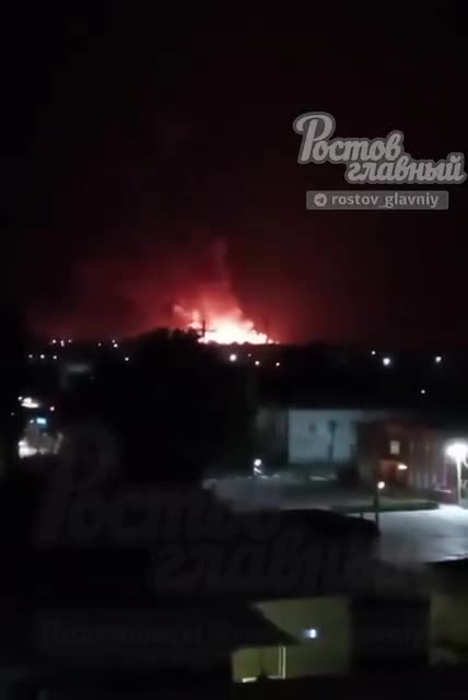 UAVs struck the airfield in Morozovsk, Rostov Region, in Russia. According to the source, the fuel tanks and warehouses were hit. The fire and explosions are massive