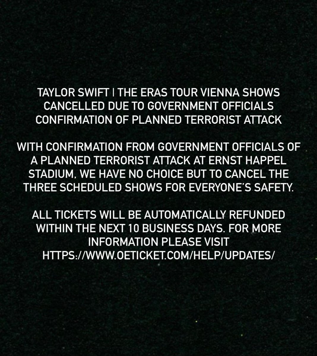 L'organisateur annule les 3 concerts de Taylor Swift en Autriche en raison de la menace terroriste