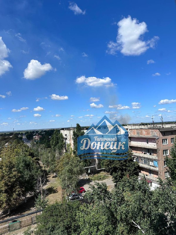 Fire near Yenakiyeve, occupied part of Donetsk region