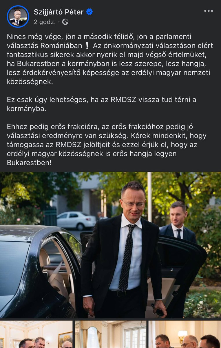 Węgierski minister spraw zagranicznych, przy okazji wizyty w Rumunii, odwiedza przewodniczącego RMDSZ, pana Kelemena Hunora, i agituje na rzecz węgierskiej partii mniejszościowej w wyborach. Podkreśla, że tylko wybory umożliwią RMDSZ powrót do rządu