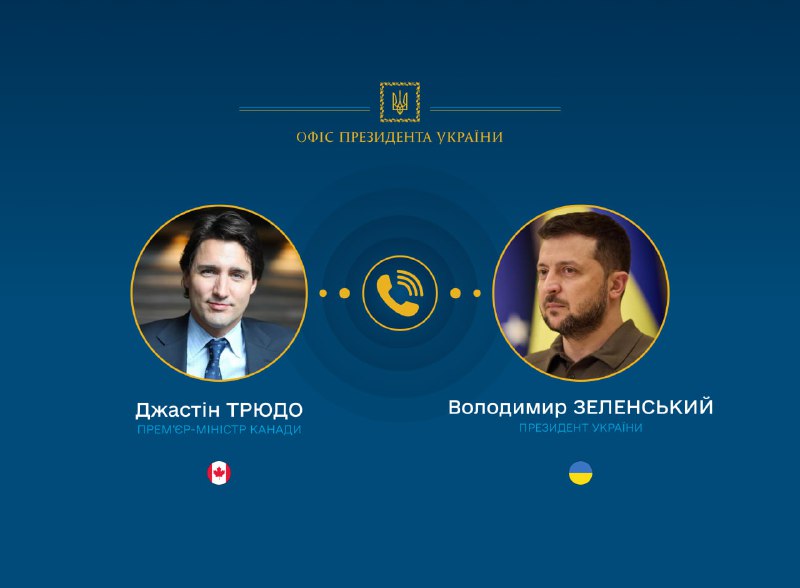 O presidente da Ucrânia, Volodymyr Zelenskyi, conversou por telefone com o primeiro-ministro canadense, Justin Trudeau.