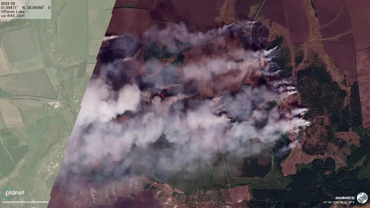 Imagini din satelit ale incendiilor de la depozitul de muniții din Soldatskoye din regiunea Voronezh