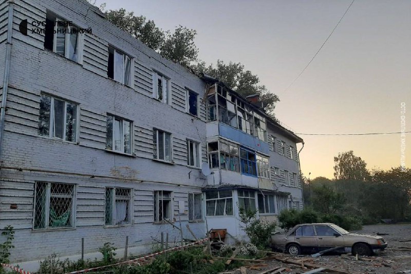 Damage as result of a drone attack in Khmelnitsky