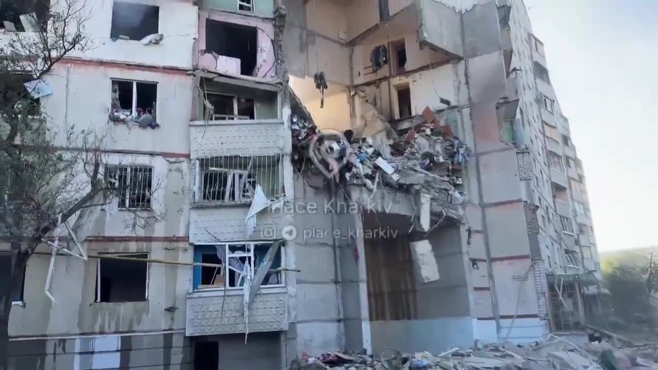 Residential house was partially destroyed as result of Russian airstrike in Kharkiv