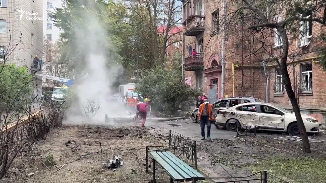 Material damage in Kyiv as result of Russian massive drone attack overnight