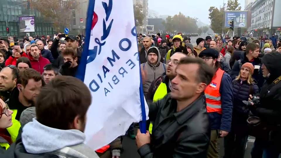 Blockade in Novi Sad: Koškanja at the protest, people appeared with flags