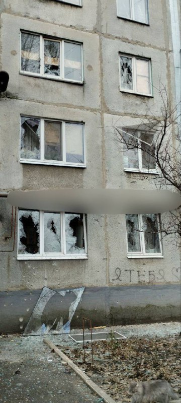 Damage at Lazurny district of Pokrovsk as result of shelling