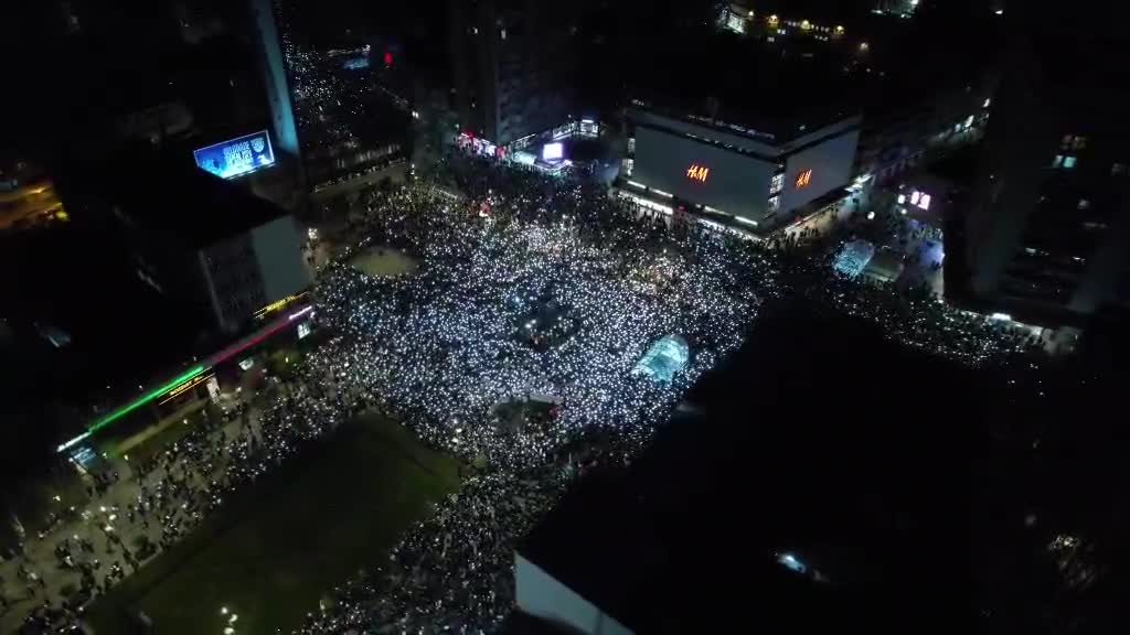 Columns from all four sides of Niš converged in the center tonight. Niš from the air tonight