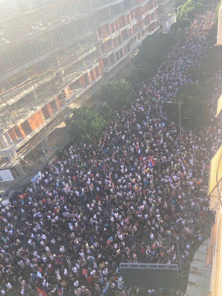 Mass protests in Belgrade Serbia: Tens of thousands demanding snap elections.