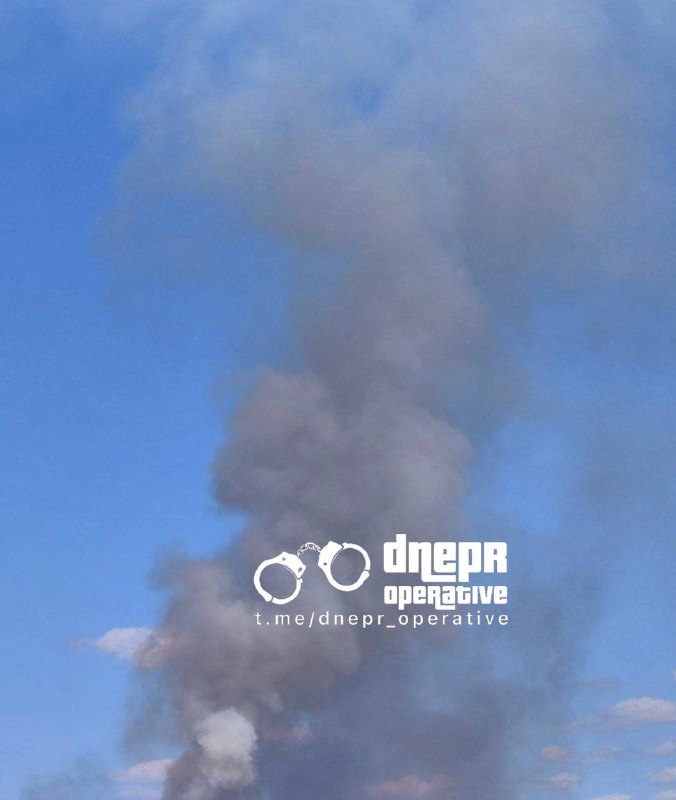 Big fire near Dnipro city possible caused by debris of the drone that was shot down