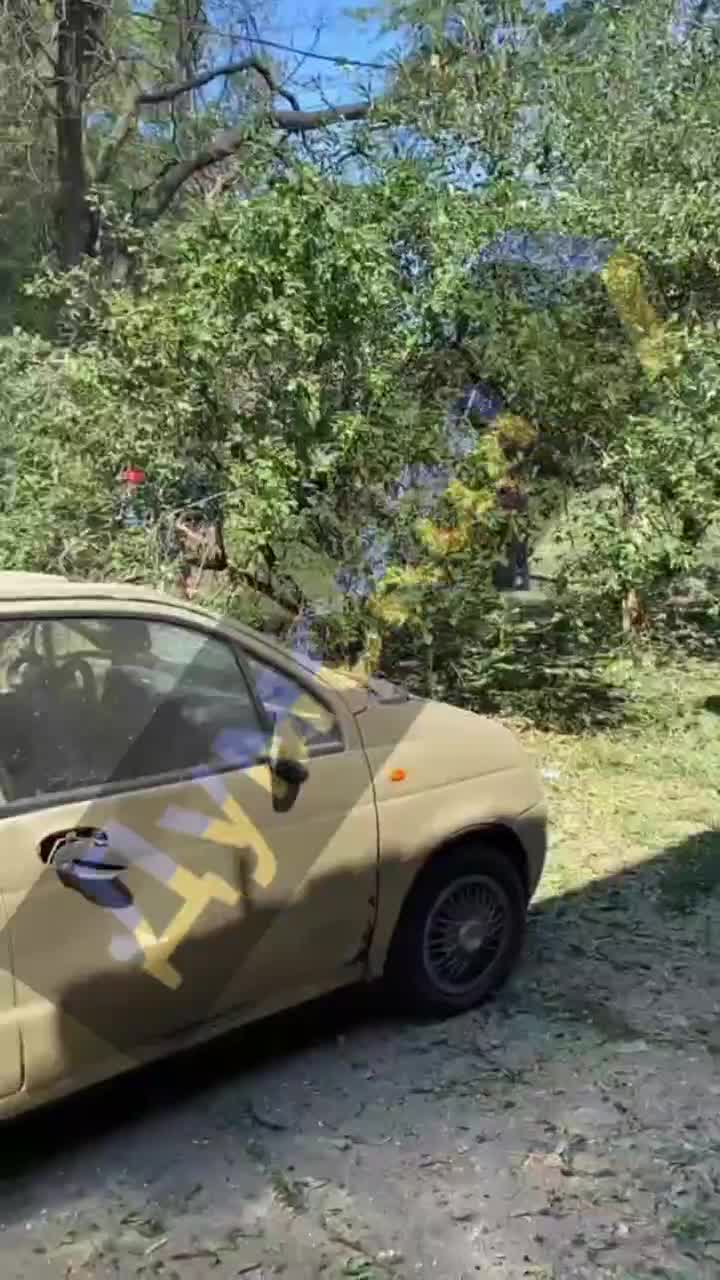 Schade aan woonwijk in Odessa als gevolg van drone-aanval