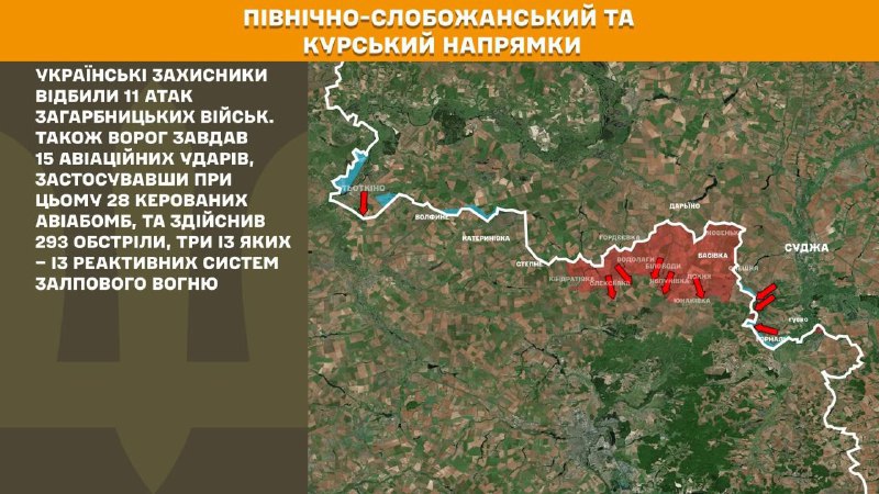 At Kursk and North Slobozhansky(Sumy) direction Ukrainian forces have repelled 11 Russian army assaults, - General Staff of Armed Forces of Ukraine reports
