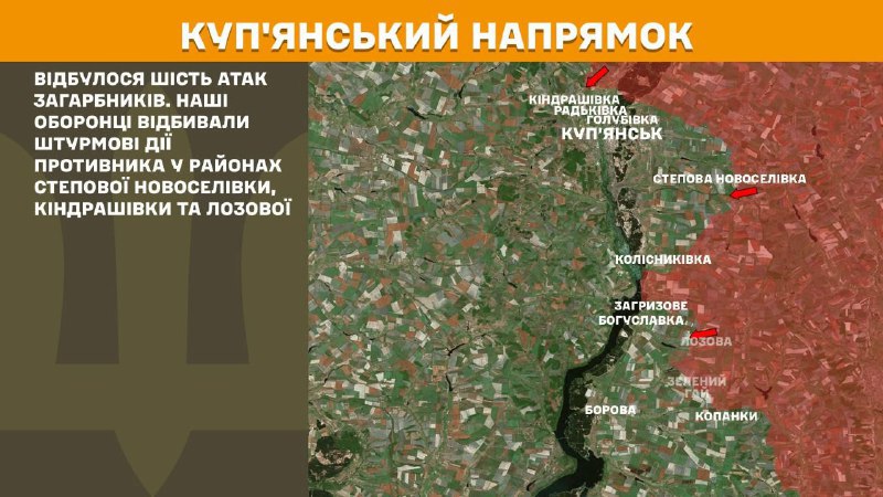 At Kupyansk direction clashes yesterday near Stepova Novoselivka, Kindrashivka and Lozova, - General Staff of Armed Forces of Ukraine reports