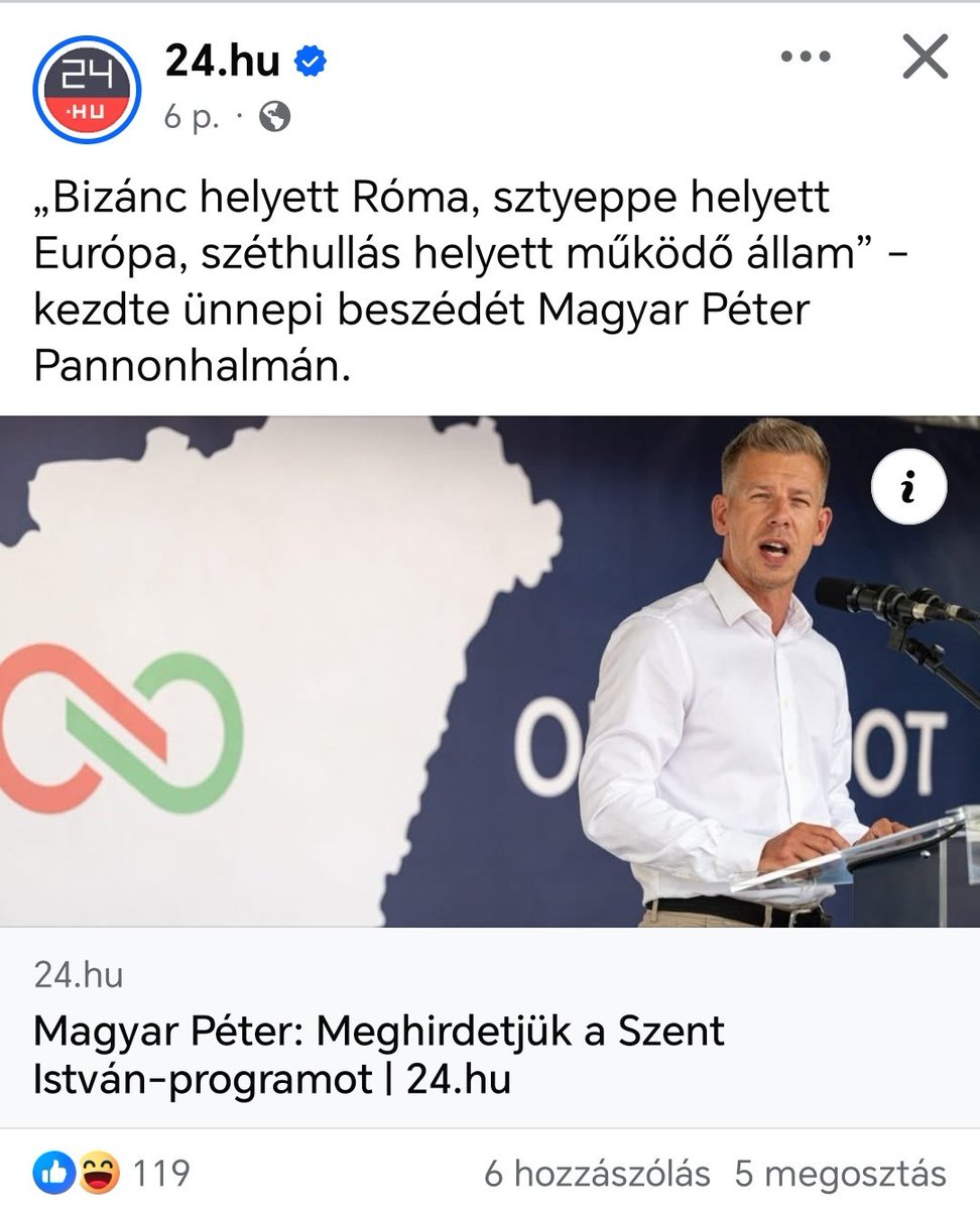 Péter Magyar in his August 20 speech he called for Hungarians to choose Rome instead of Byzantium, choose Europe instead of the Steppe, choose a functional state instead of the one falling apart
