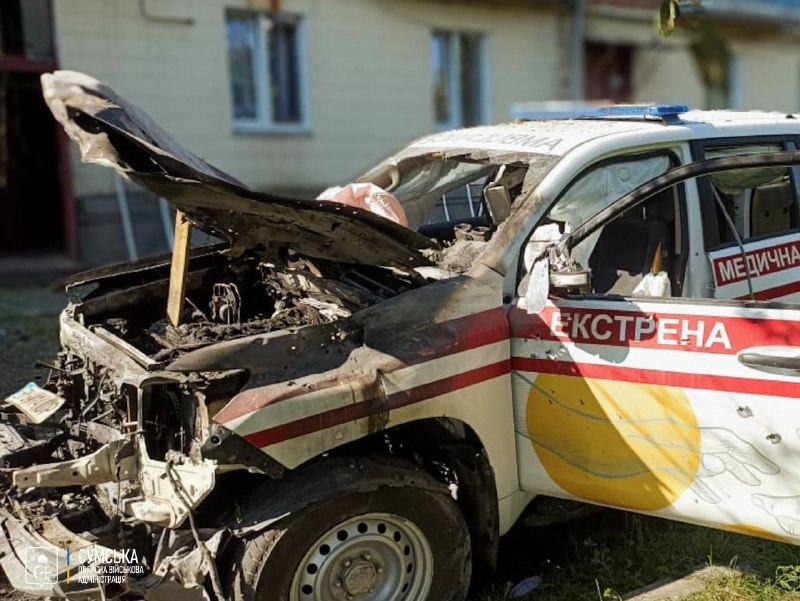 Drone hit medical car in Seredyna-Buda village of Sumy region