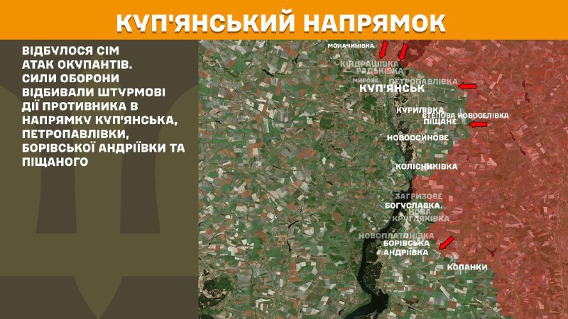 At Kupyansk direction clashes yesterday near Kupyansk, Petropavlivka, Borivska Andriyivka and Pischane, - General Staff of Armed Forces of Ukraine reports