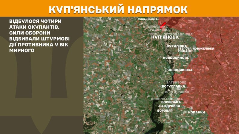At Kupyansk direction clashes yesterday near Myrne, - General Staff of Armed Forces of Ukraine reports
