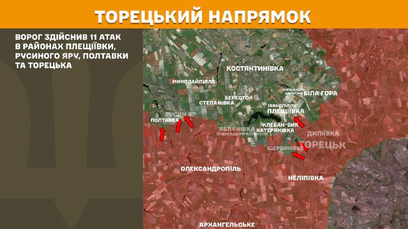At Toretsk direction clashes yesterday near Pleschiyivka, Rusyn Yar, Poltavka and Toretsk, - General Staff of Armed Forces of Ukraine reports