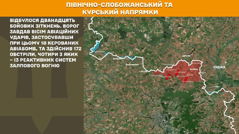At Kursk and North Slobozhansky(Sumy) direction Ukrainian forces have repelled 12 Russian army assaults, - General Staff of Armed Forces of Ukraine reports