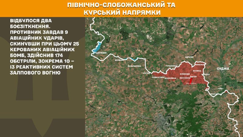At Kursk and North Slobozhansky(Sumy) direction Ukrainian forces have repelled 2 Russian army assaults, - General Staff of Armed Forces of Ukraine reports
