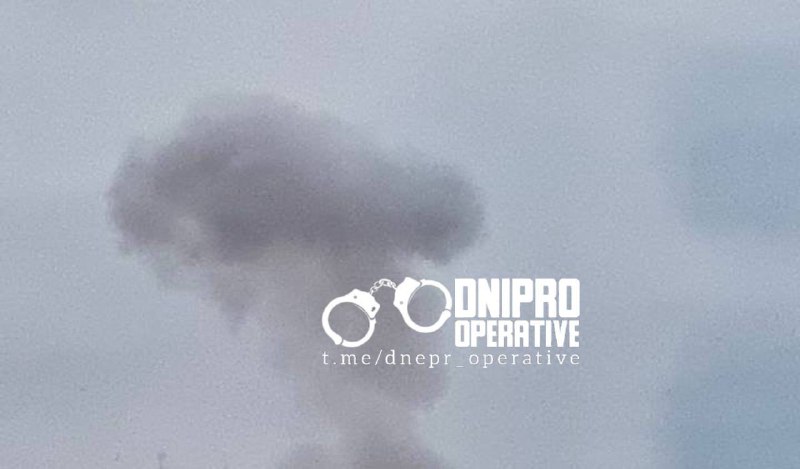 Smoke is rising in Dnipro city after a missile strike