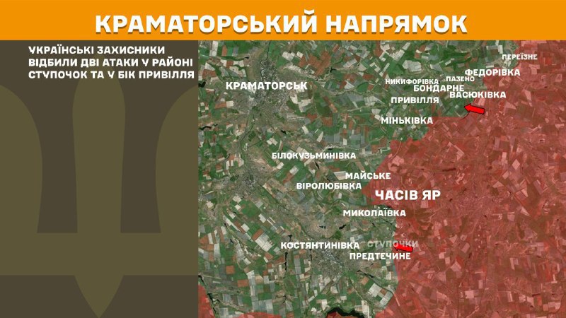 At Kramatorsk direction clashes yesterday near  Stupochky and towards Pryvillya, - General Staff of Armed Forces of Ukraine reports