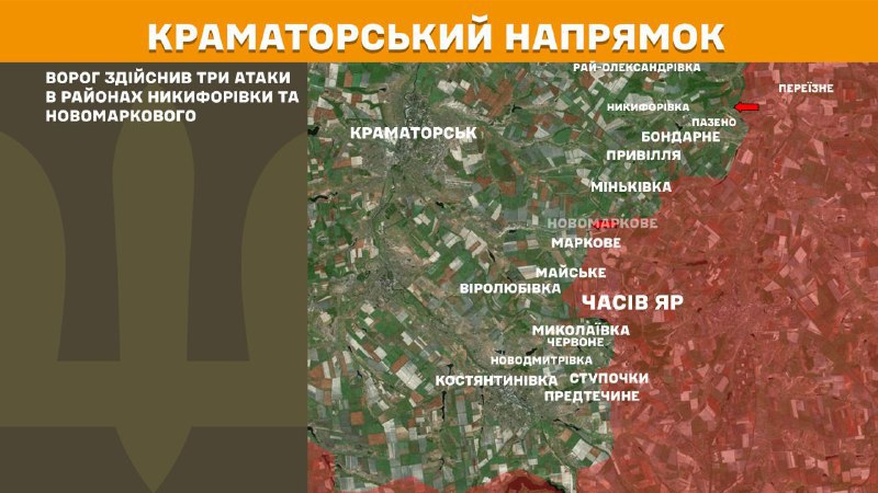At Kramatorsk direction clashes yesterday near  Nykyforivka and Novomarkove, - General Staff of Armed Forces of Ukraine reports