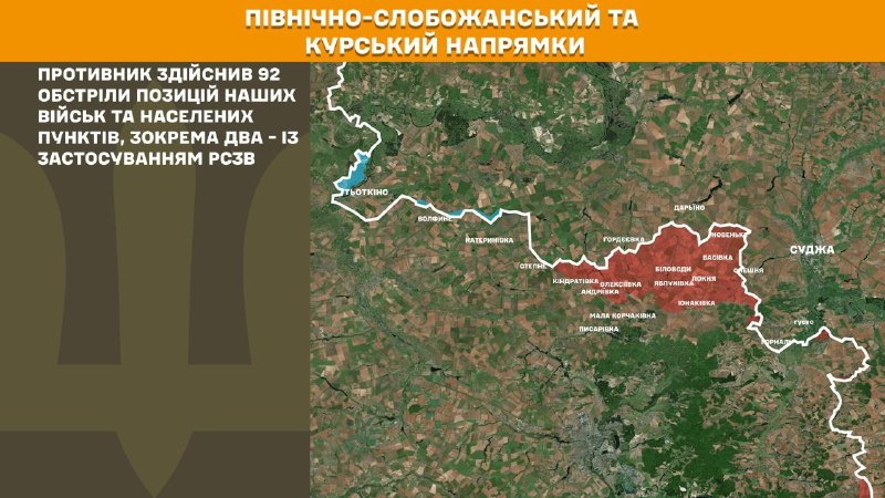 Balafirên Rûsyayê li Vozdvyzhivka, Novosoloshyne, Dolynka, Kopani, Shyroke, Huliaipilske, Komyshuvakha yên herêma Zaporizhzhia, Parysheve herêma Kherson, Bublykove û Vilna Sloboda yên herêma Sumy, êrîşên esmanî pêk anîn.