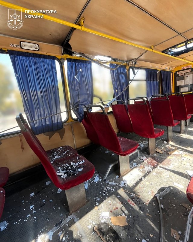 1 person killed, 10 wounded as result of Russian strike with drone at the city bus in Kherson