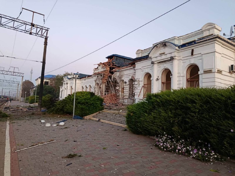 Railway station in Berestyn of Kharkiv region was damaged as result of drone strike