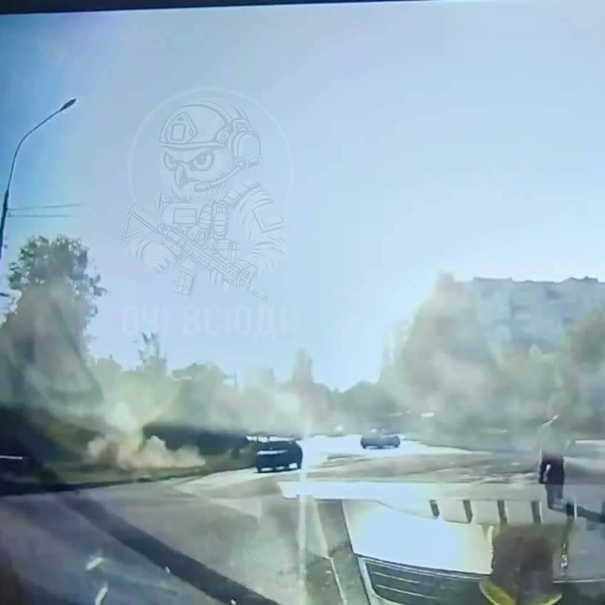 Drone strike at the road in Zaporizhzhia