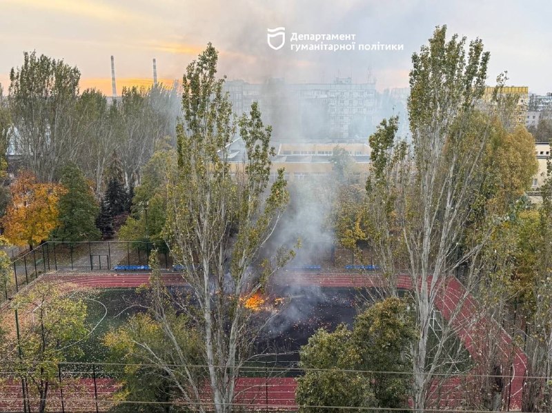 Debris of a drone had fallen near the school in Dnipro city
